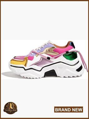Platform Sneakers Chunky Dad Shoes Retro Colorblock Walking Comfort